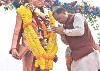 मुख्यमंत्री विष्णुदेव साय ने संविधान दिवस के अवसर पर डॉ. भीमराव अंबेडकर की प्रतिमा पर माल्यार्पण कर किया नमन
