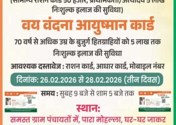 26 से 28 फरवरी तक तीन दिवसीय आयुष्मान कार्ड महाअभियान शिविर का होगा आयोजन’