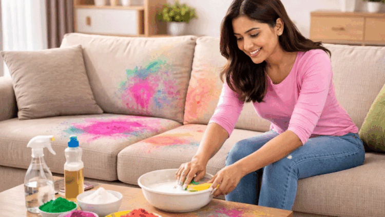 सोफे पर लग गए हैं होली के पक्के रंग? किचन की इन 2 चीजों से मिनटों में गायब हो जाएंगे दाग!