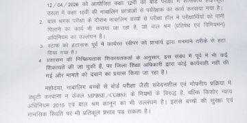 शासकीय हाई स्कूल उरला में नाबालिग छात्राओं से परीक्षा कार्य कराए जाने का गंभीर मामला