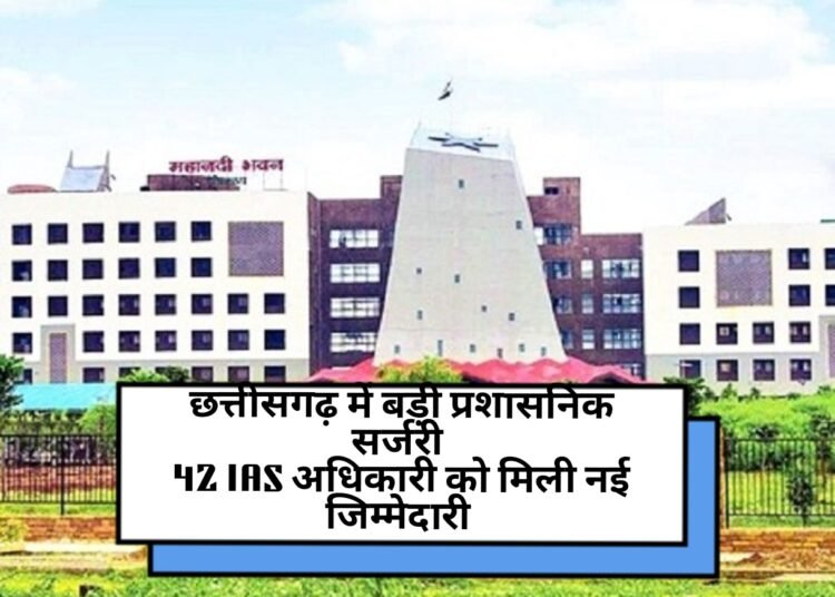 BIG BREAKING: छत्तीसगढ़ में बड़ी प्रशासनिक सर्जरी, 42 IAS अफसरों का ट्रांसफर, कई जिलों के कलेक्टर बदले गए, देखें सूची