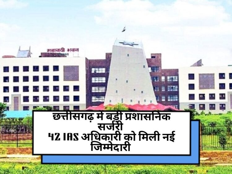 BIG BREAKING: छत्तीसगढ़ में बड़ी प्रशासनिक सर्जरी, 42 IAS अफसरों का ट्रांसफर, कई जिलों के कलेक्टर बदले गए, देखें सूची