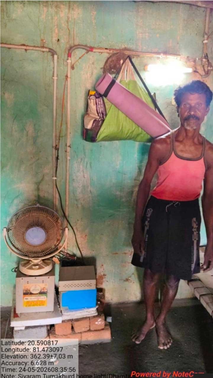 गर्मी में राहत और सतत बनी रहे रोशनी : शासन की संवेदनशील पहल से सियाराम मरकाम के घर लौटी बिजली