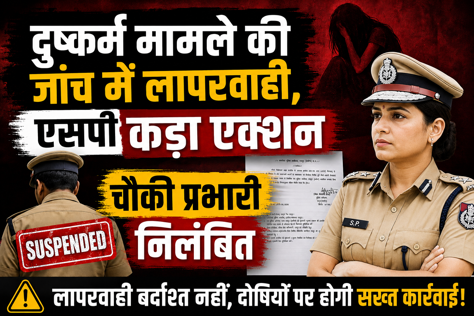रायपुर ग्रामीण एसपी का बड़ा एक्शन, दुष्कर्म मामले में लापरवाही करने पर SI को किया सस्पेंड